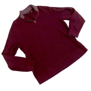 Men’s Tasso Elba 1/4 zip 100% cotton burgundy sweater size large